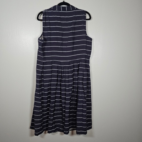 Talbots Womens Navy Blue White Striped Sleeveless Button Front Midi Dress 16 - Picture 2 of 4